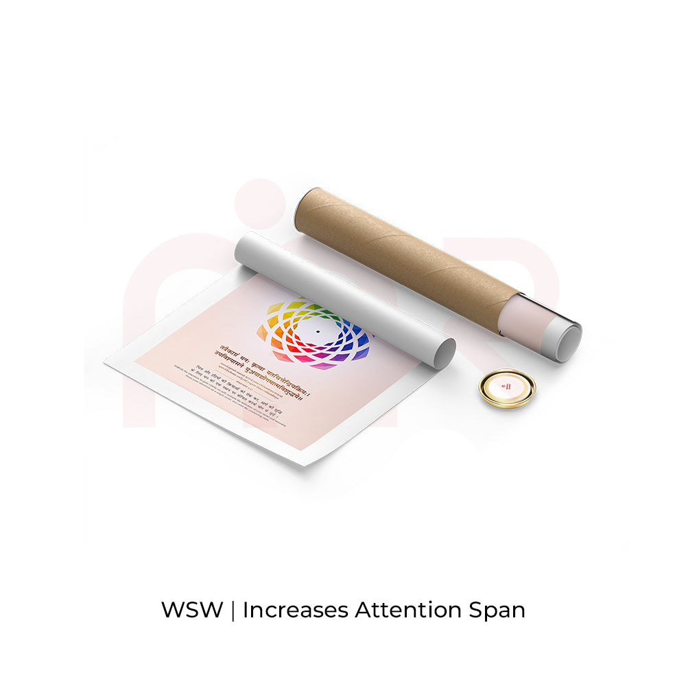 MahaVastu Focus Dot remedy print with colorful geometric design, rolled poster tube