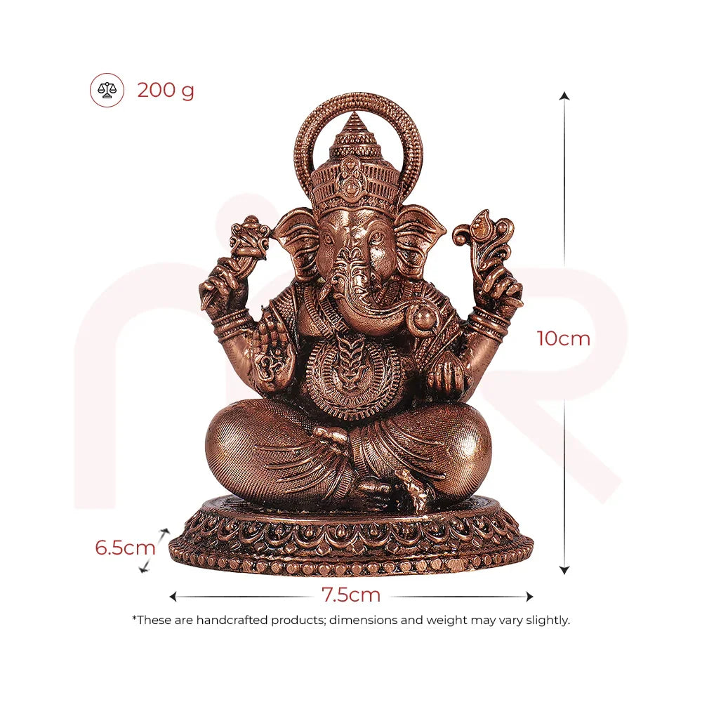 Handcrafted MahaVastu bronze Ganesh idol, 10cm tall, for Vastu Shastra remedies, spiritual decor