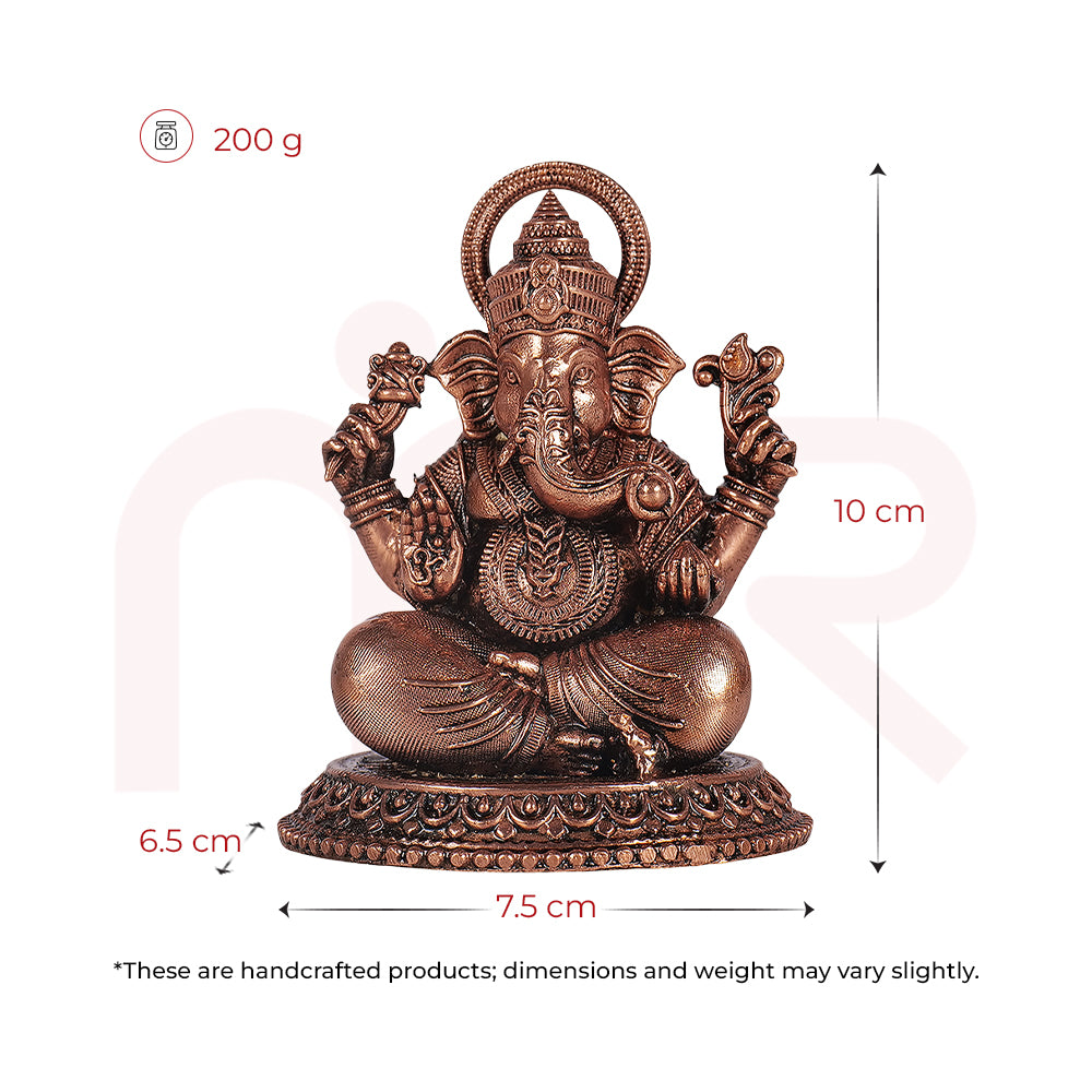 Handcrafted brass Ganesh idol for Vastu, 10 cm tall, ideal for positivity and prosperity