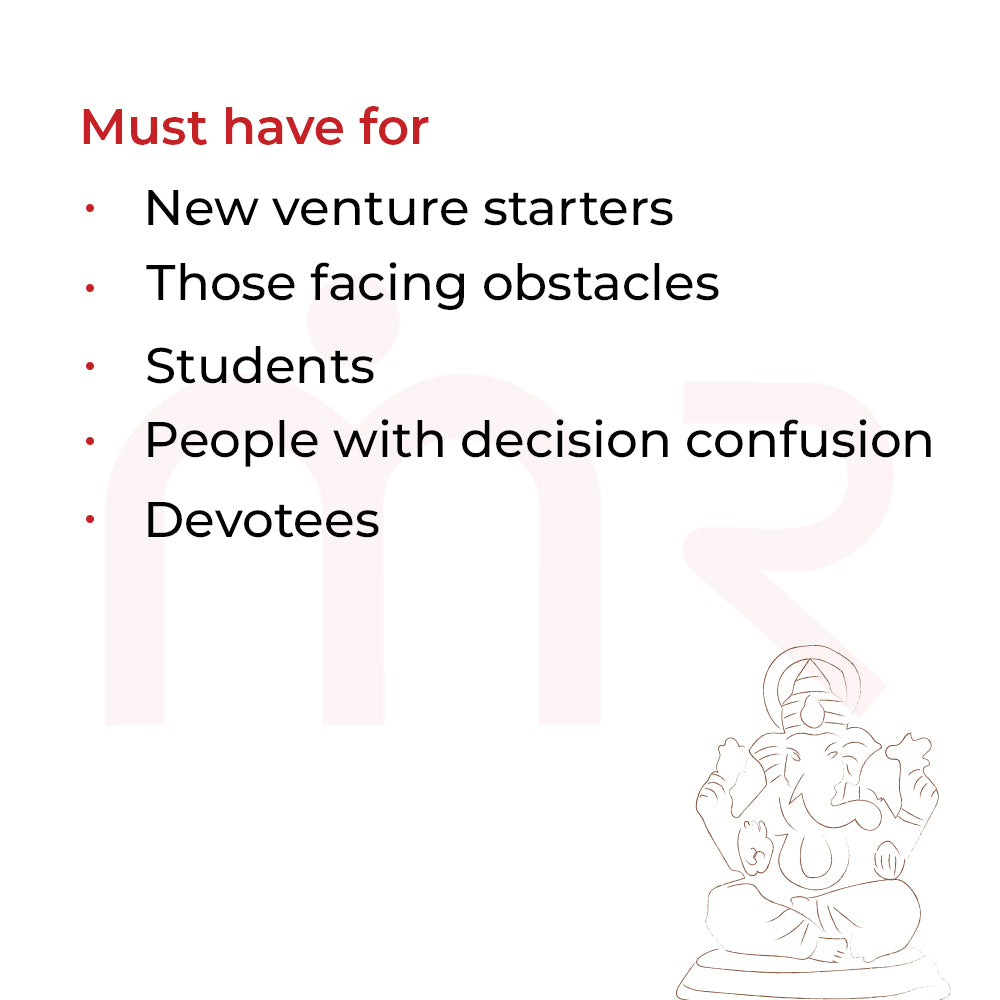 Infographic showing instructions and benefits for purpose-driven metal Ganesh idol Vastu remedy.