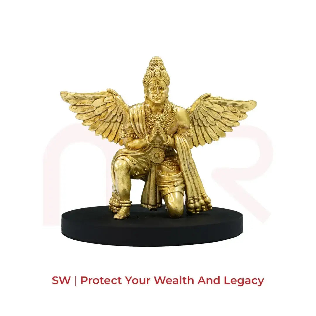 Golden winged deity statue for Vastu wealth protection, prosperity, and legacy