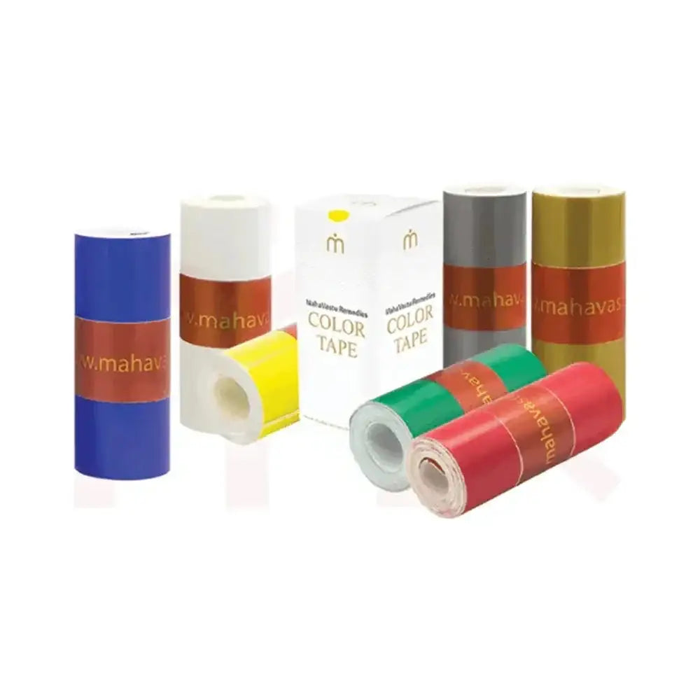 Assorted colorful Vastu color tapes for home energy balancing and remedies.