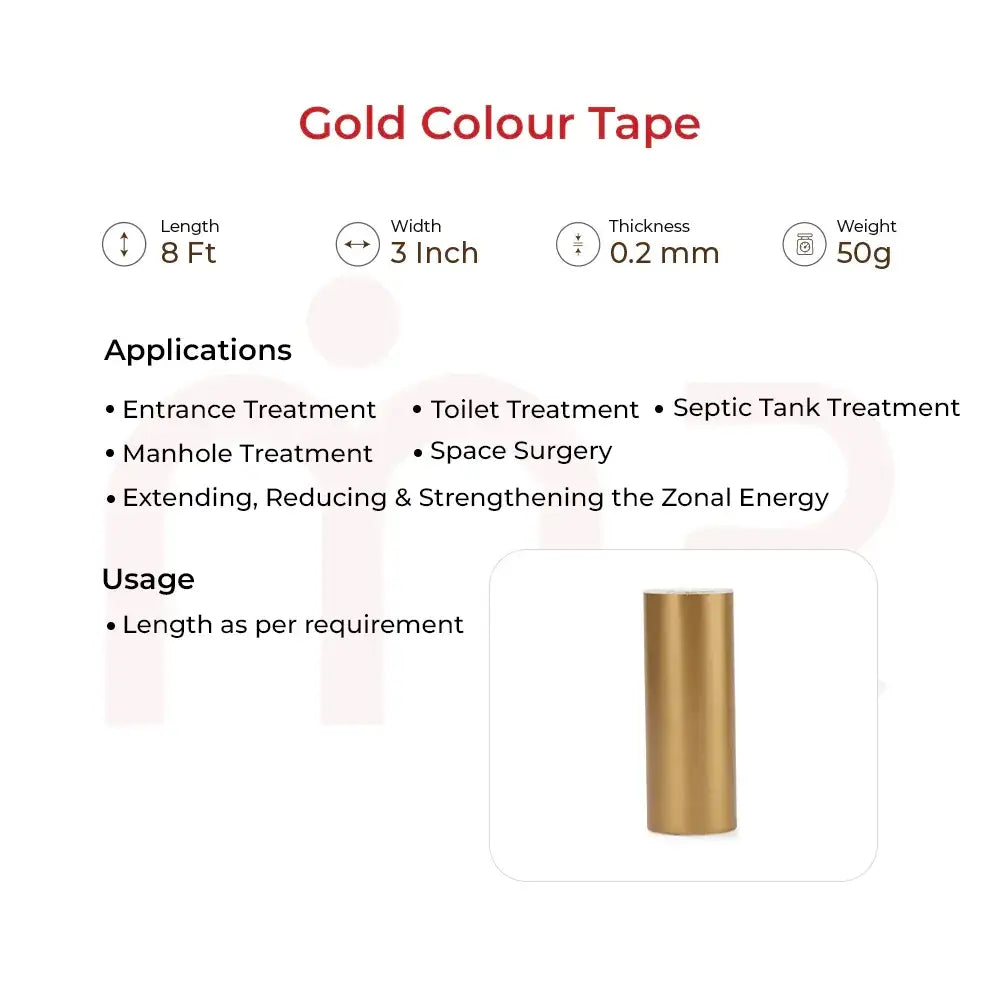 Gold color Vastu tape for entrance, toilet & septic tank energy balancing – 8 ft x 3 inch