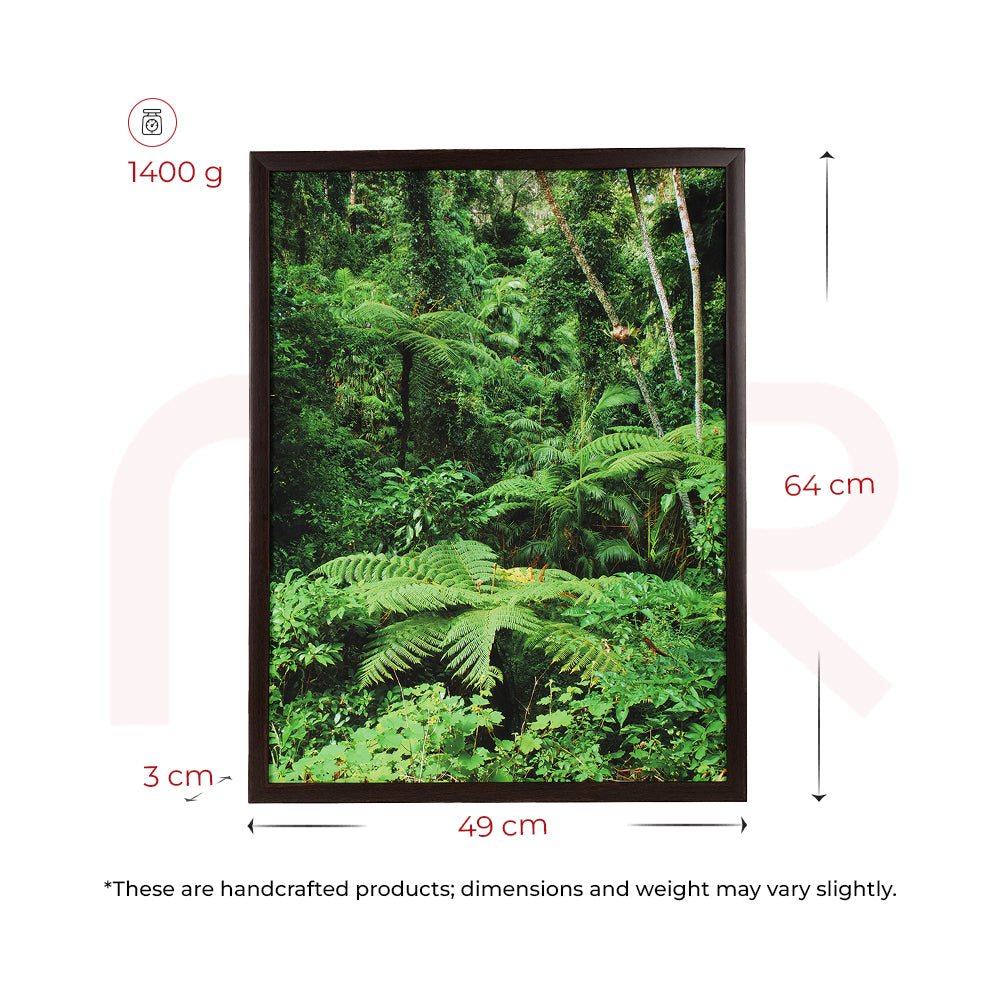 Lush green forest Vastu painting in dark frame, 49x64cm, for positive energy and home harmony