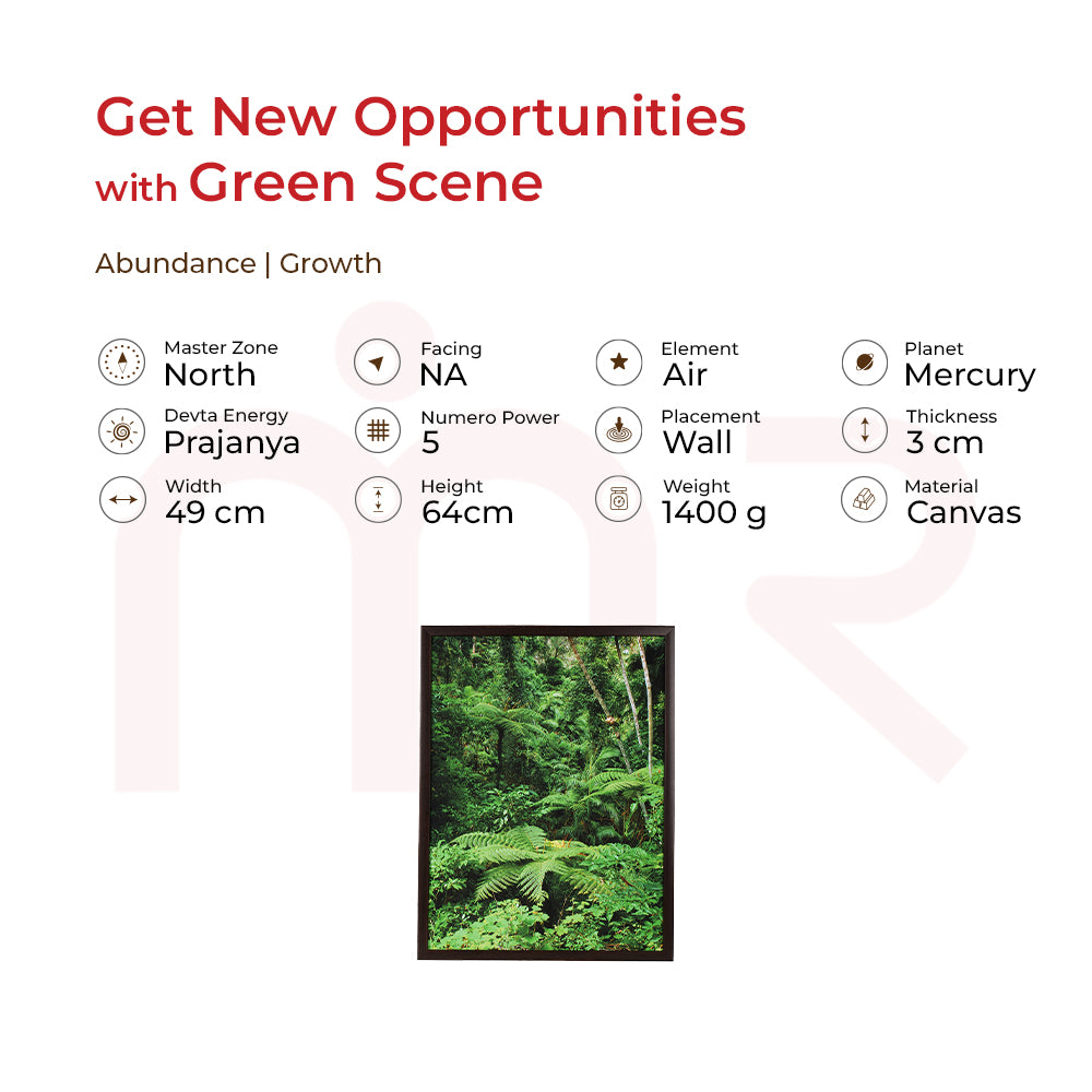 Framed jungle fern artwork for Vastu home decor, bringing nature’s energy and balance to your space.