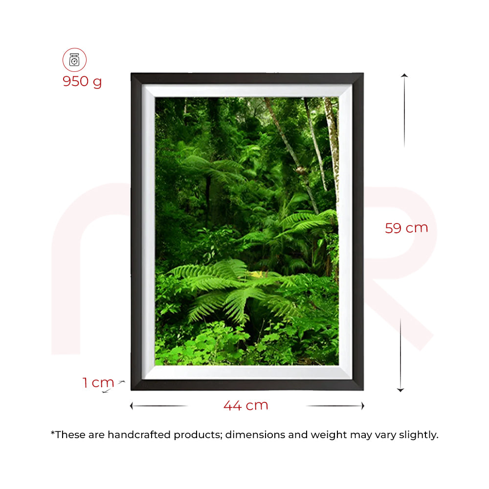 Framed jungle fern wall art, 44x59cm, Vastu decor for positive energy & harmony