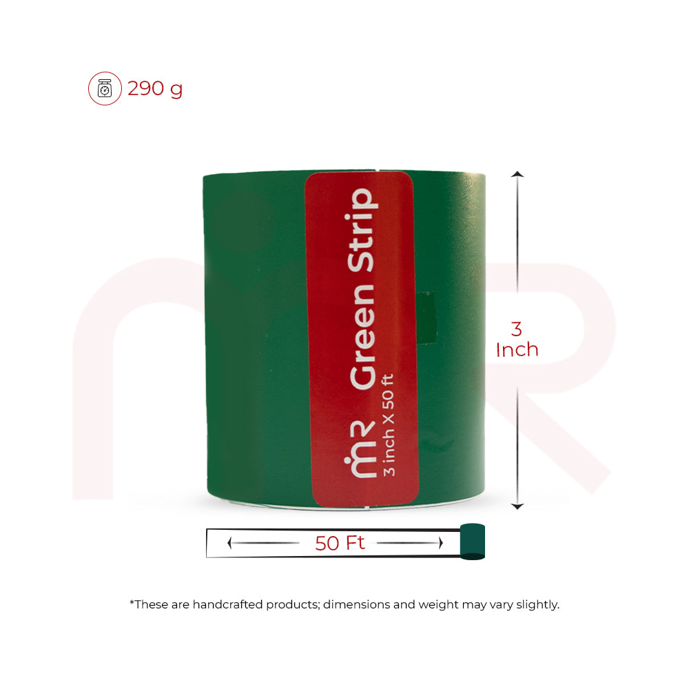 MahaVastu green strip 3 inch x 50 ft vastu remedy tape, 290g, shown on white background