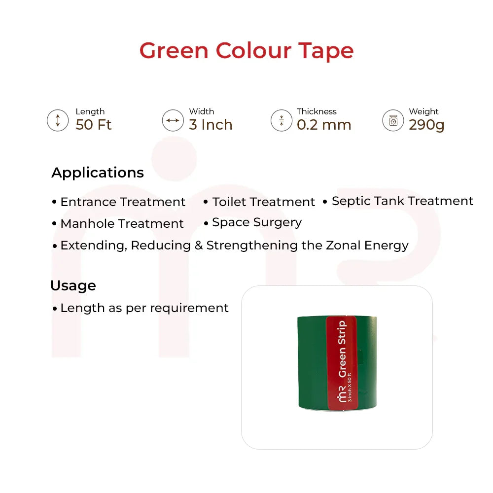 Green Vastu color tape for entrance, toilet & space energy balancing – 50 ft roll for zonal energy treatment