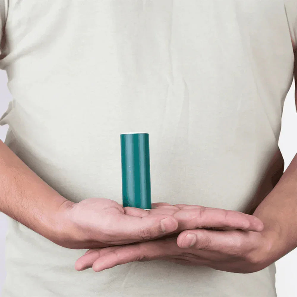 Teal Vastu color tape held in hands for home energy balance and positivity