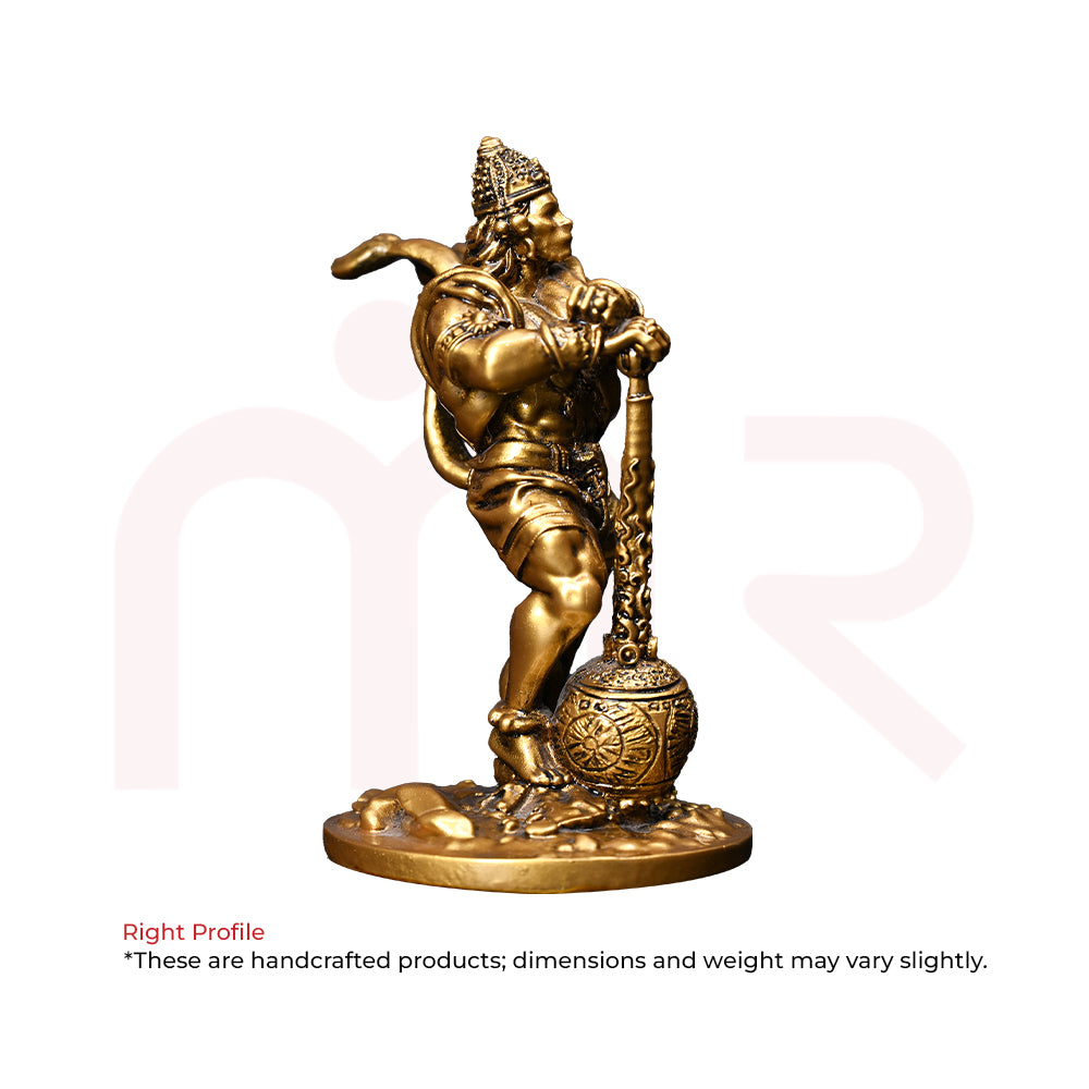Brass Hanuman idol for Vastu, holding mace, detailed craftsmanship, spiritual decor