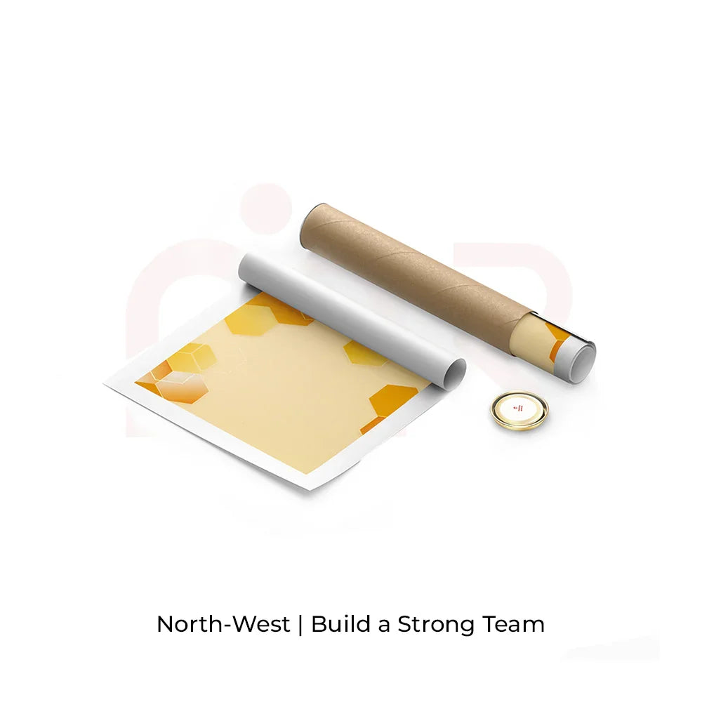 MahaVastu yellow hexagon Vastu remedy painting with packaging tube on white background