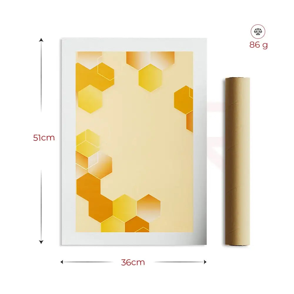 51x36cm Vastu painting with golden hexagons for home energy balance and prosperity