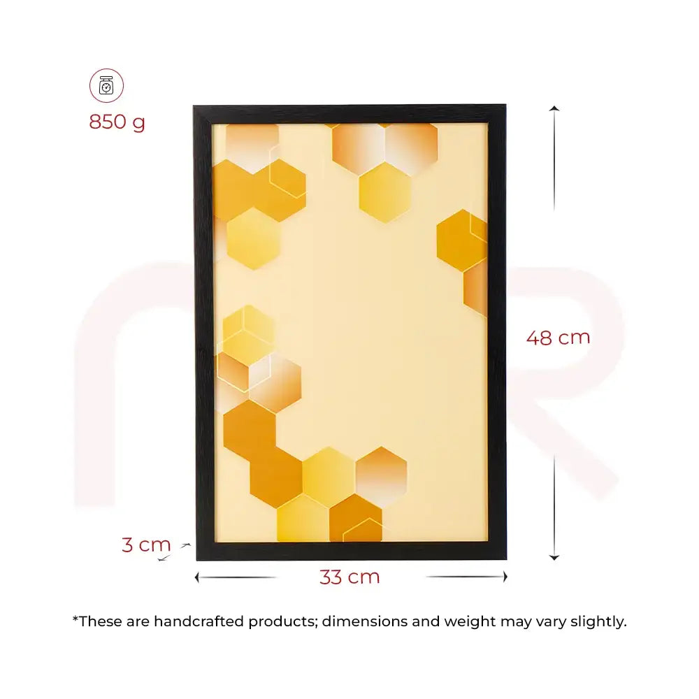 Black-framed honeycomb Vastu painting, 48x33cm, for positive energy and prosperity