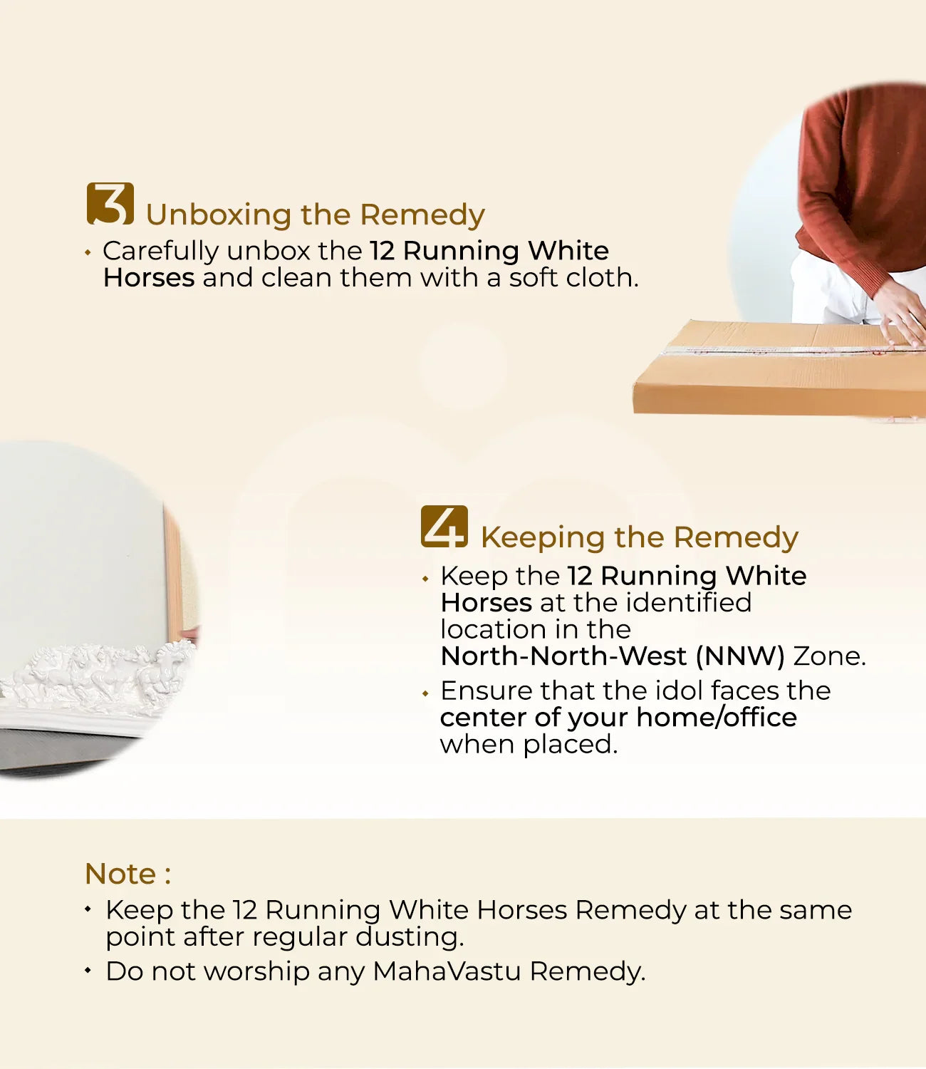 Vastu remedy installation steps for 12 running white horses decor, unboxing and placement guide