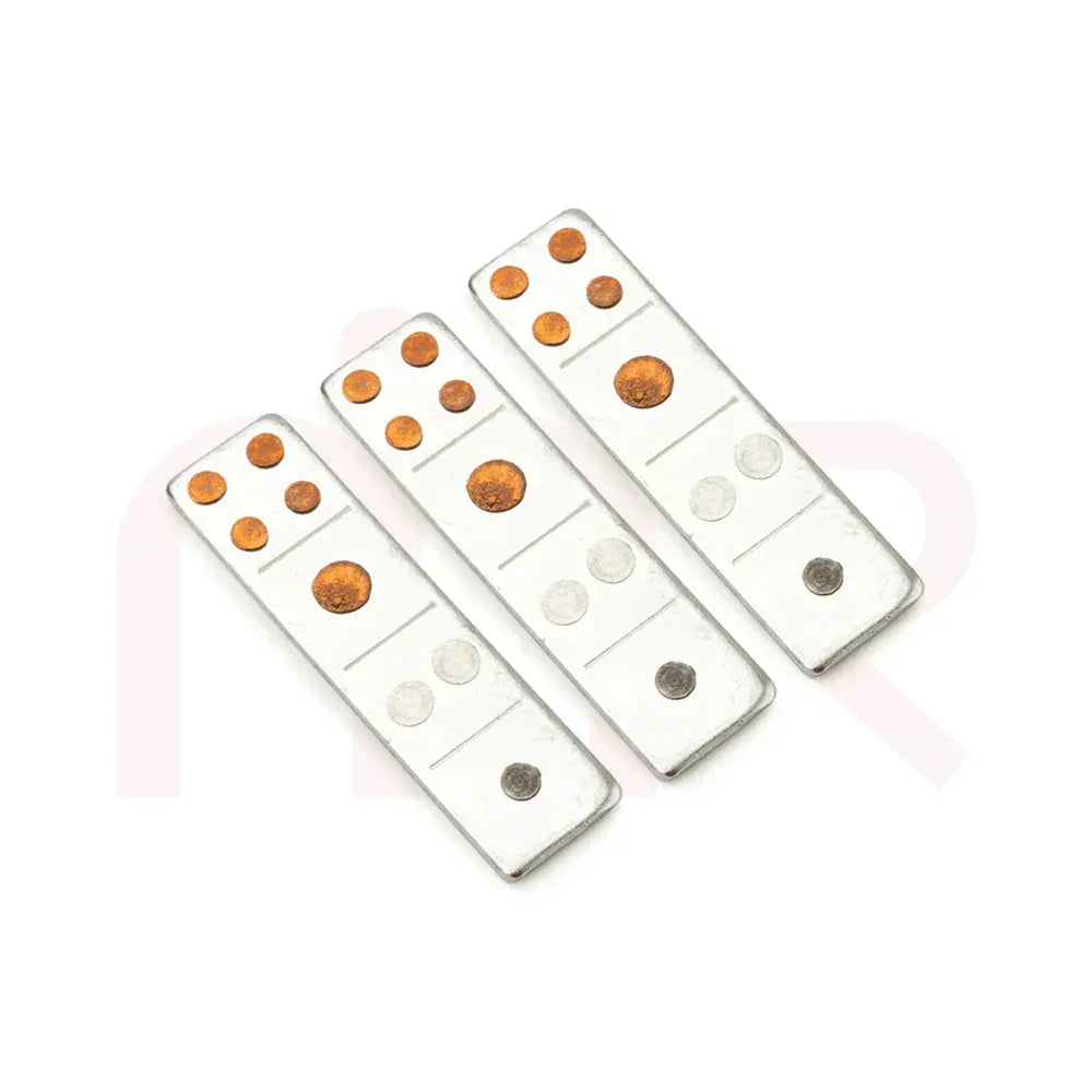 Three vastu metal strips with copper and silver dots for home positivity and energy balance