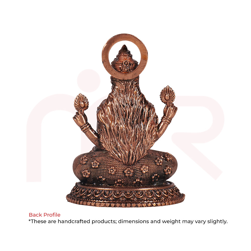 Back view of handcrafted bronze goddess idol on ornate base, Vastu Shastra home remedy decor