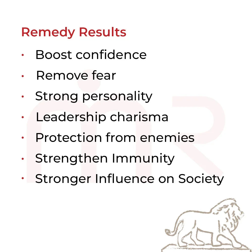 List of Vastu remedy benefits including boosted confidence, leadership charisma, and protection.