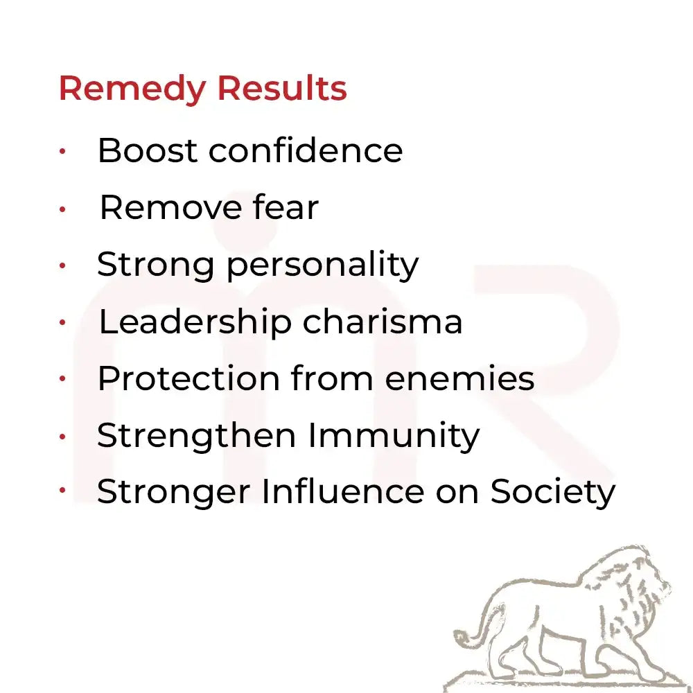 List of Vastu remedy benefits including boosted confidence, leadership charisma, and protection.