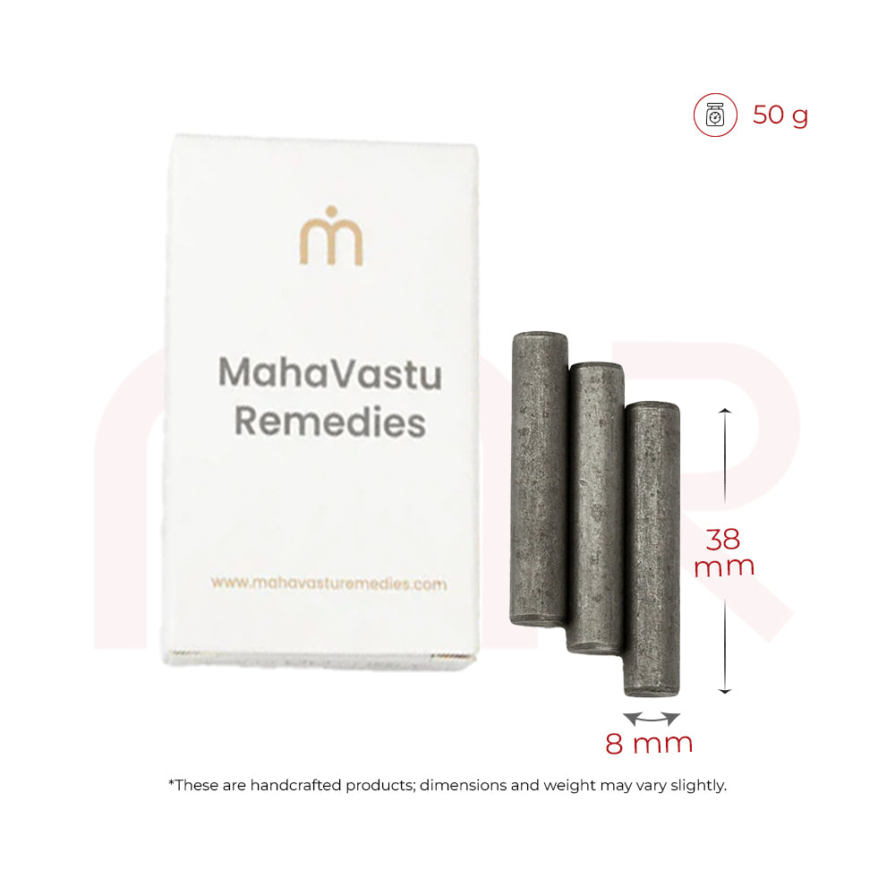 MahaVastu Remedies iron rods set with box, Vastu metal strip remedy, 38mm by 8mm, 50g weight.