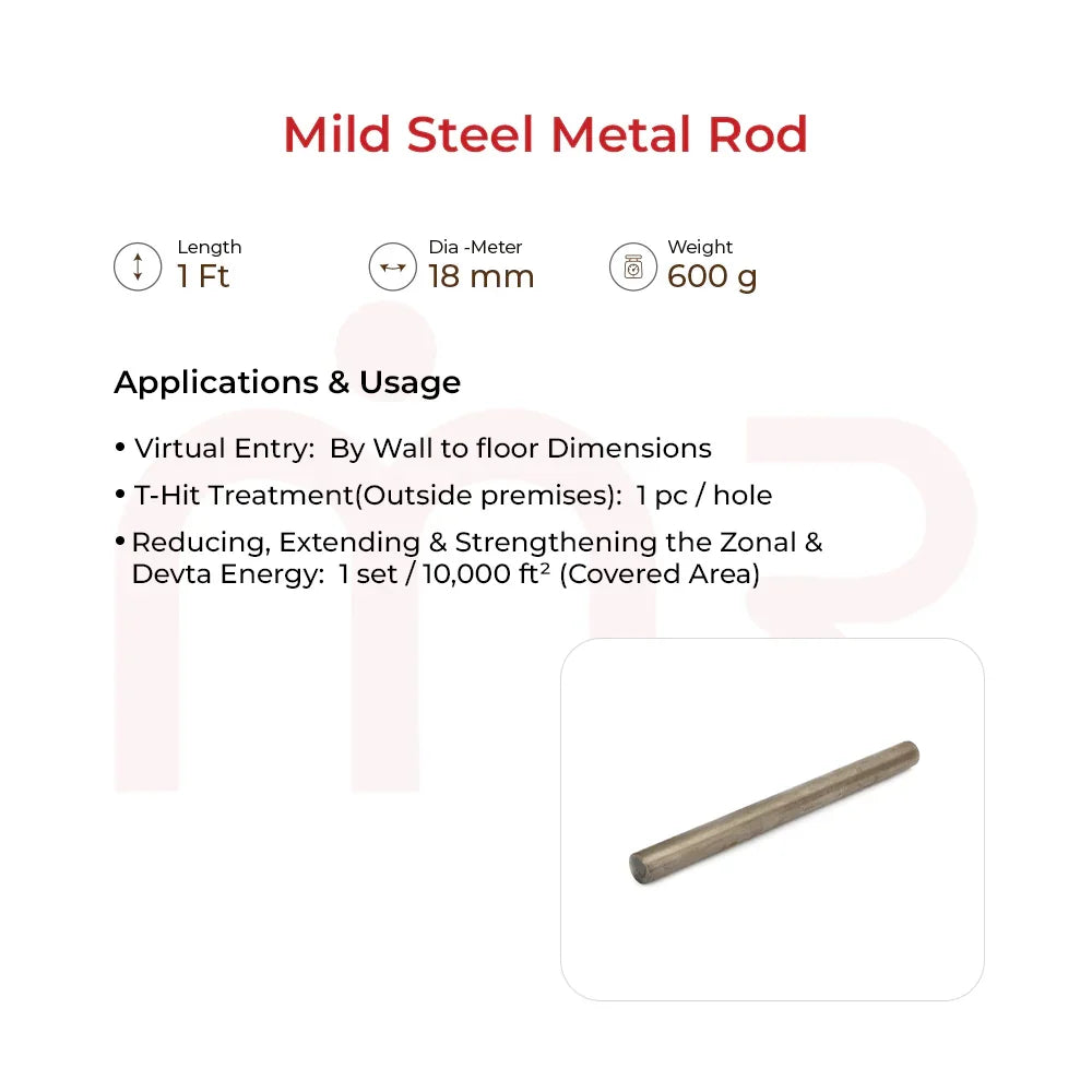 MS iron rod 18mm x 1ft MahaVastu remedy tool for Vastu Shastra energy balance