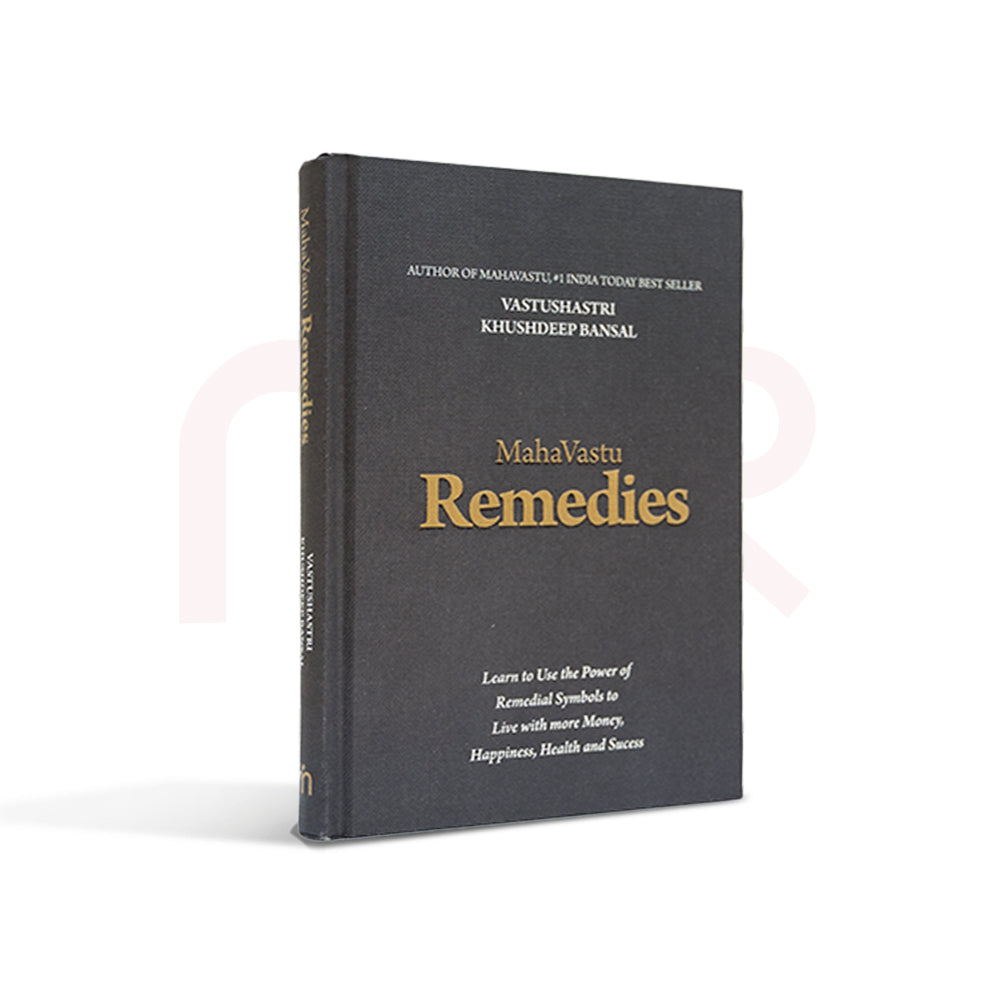 MahaVastu Remedies book standing upright on white background, Vastu Shastra guide