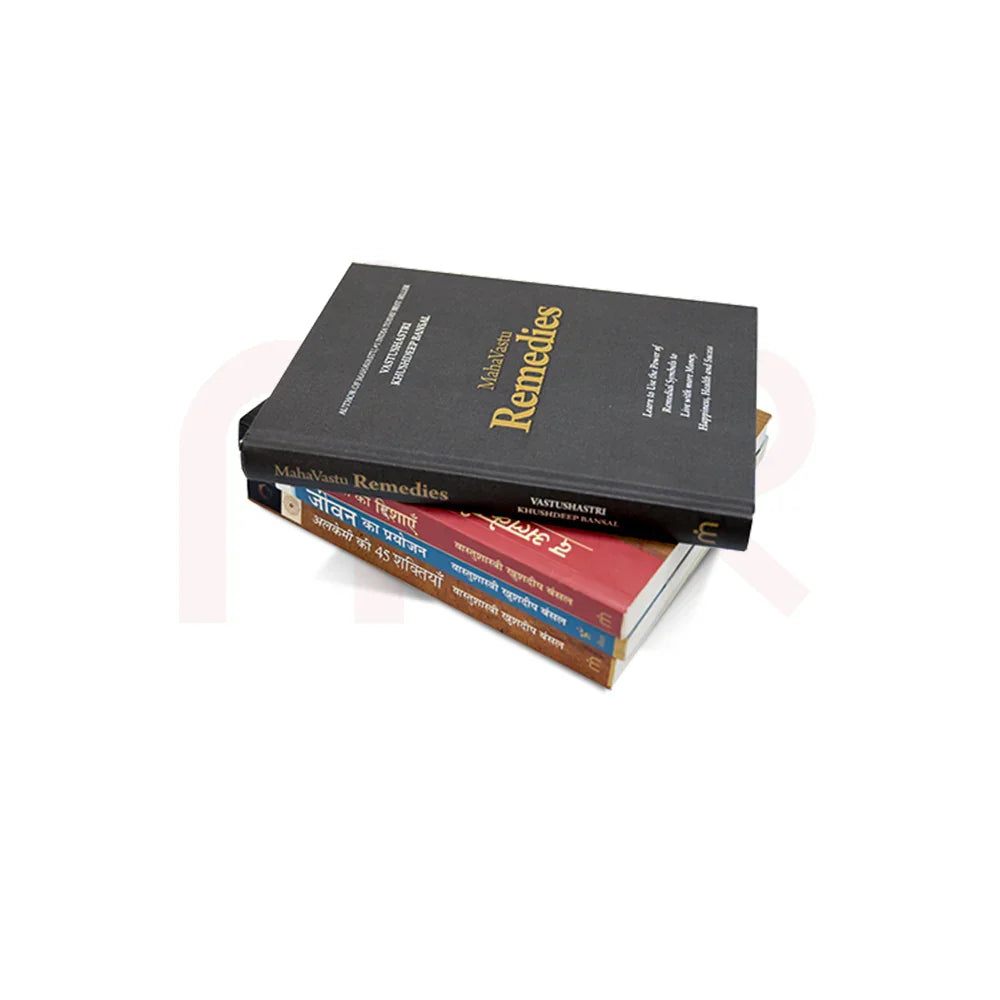 Stack of MahaVastu Remedies Vastu Shastra remedy books for positivity and prosperity