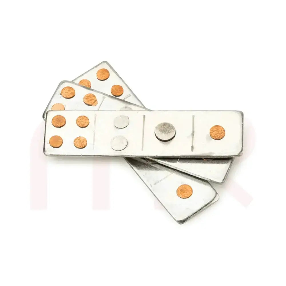 Silver metal strips with copper dots for Maha Vastu remedies and energy balancing.