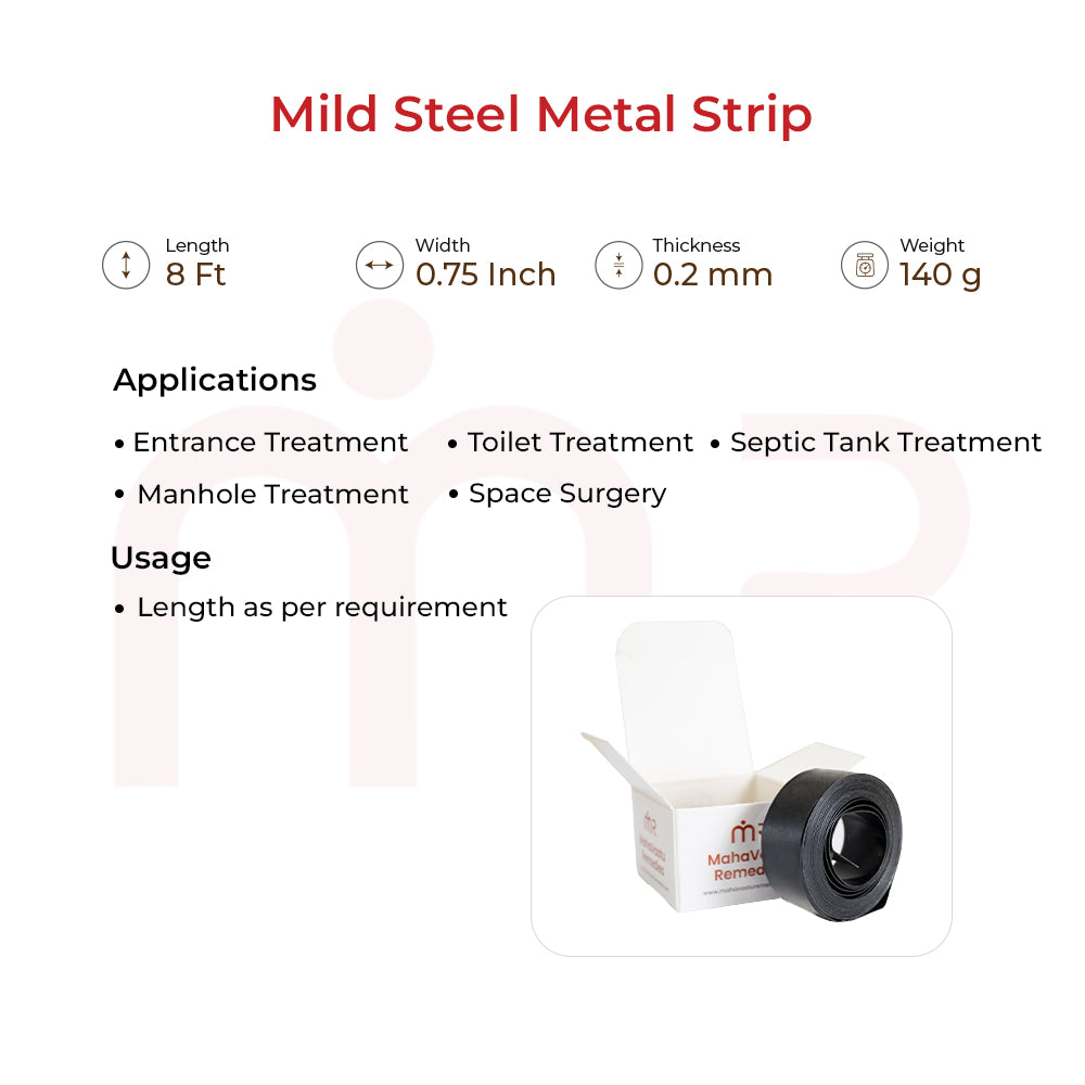 MS/Iron Metal Strip for Vastu remedies – 8 ft length, 0.75 inch width, ideal for entrance, toilet & septic tank treatments