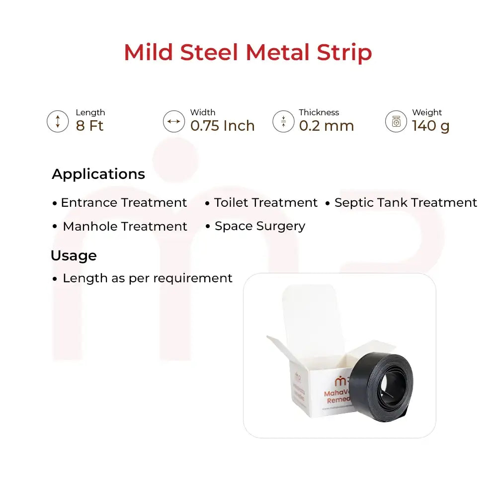 MS/Iron Metal Strip for Vastu remedies – 8 ft length, 0.75 inch width, ideal for entrance, toilet & septic tank treatments