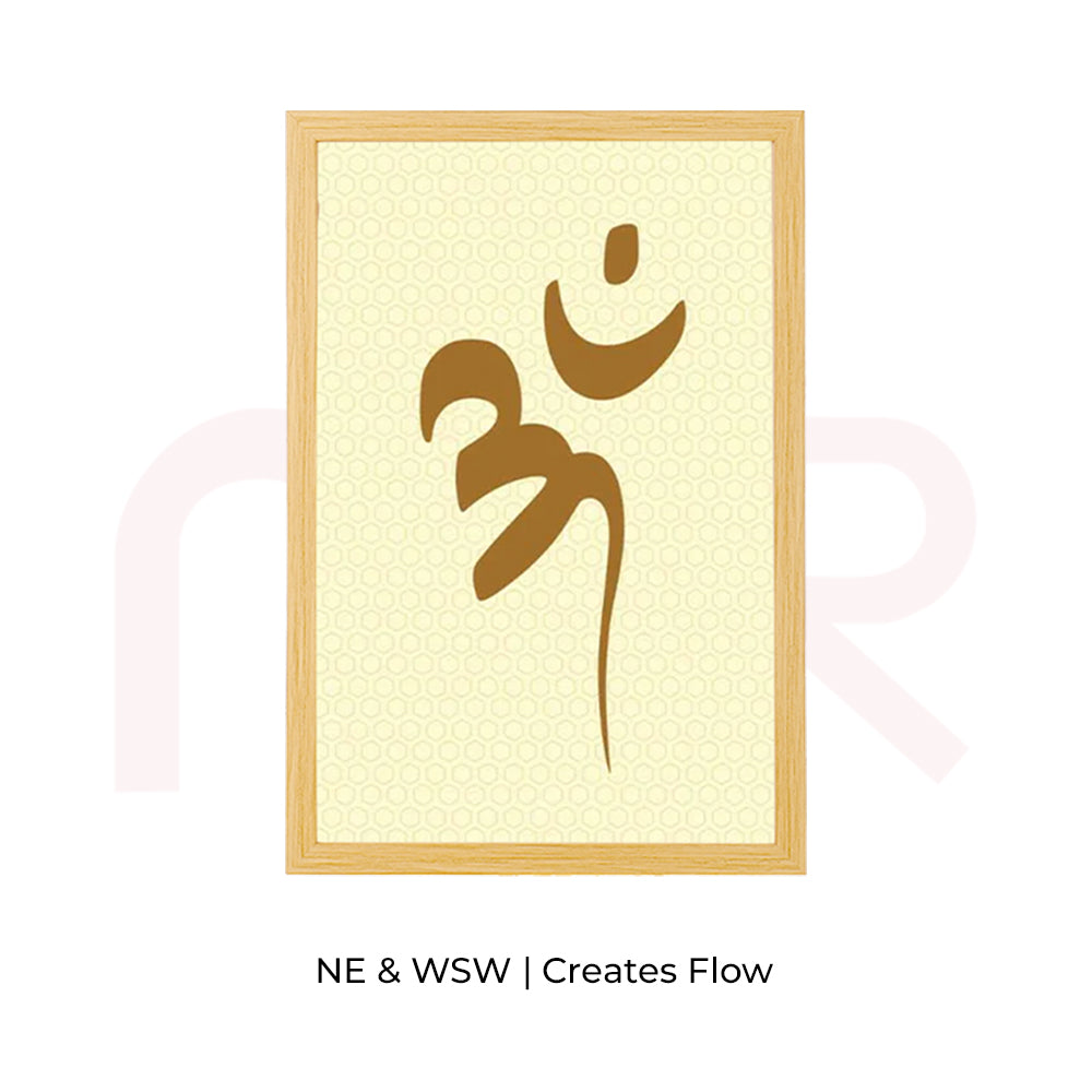 MahaVastu OM Vastu painting with wooden frame, promotes harmony and positive energy flow.