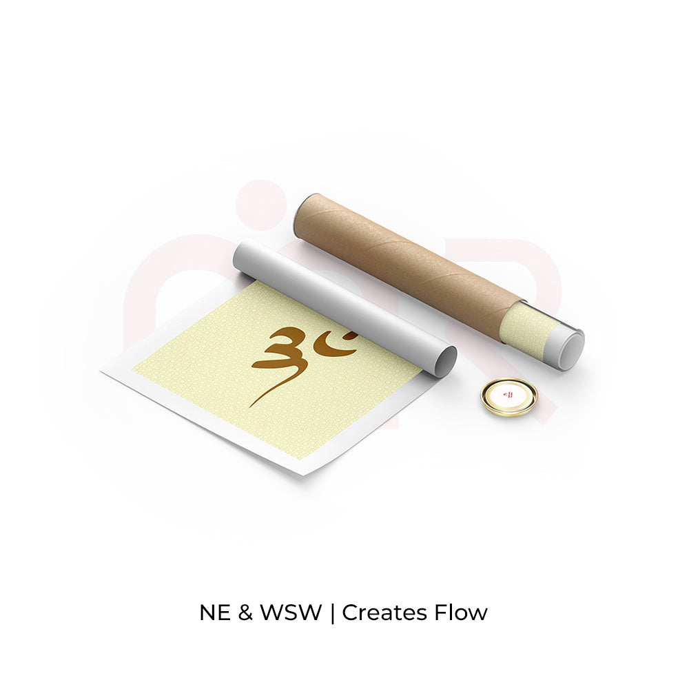 MahaVastu Om remedy painting with sacred symbol, rolled and packaged for Vastu Shastra use