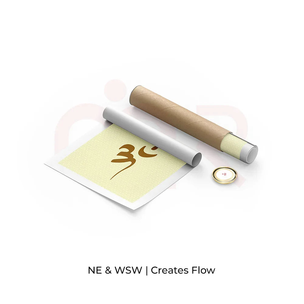 MahaVastu Om remedy painting with sacred symbol, rolled and packaged for Vastu Shastra use