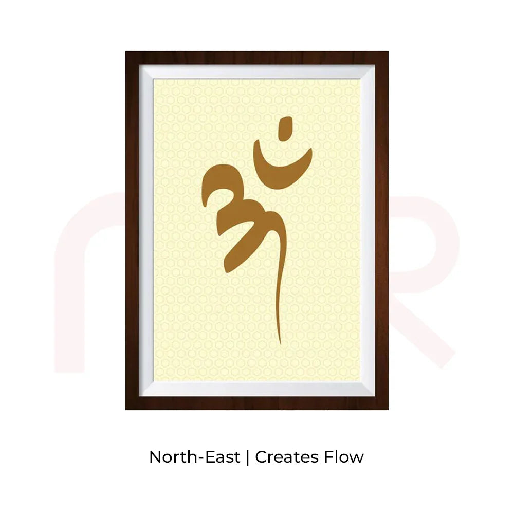 Framed Om symbol wall art for MahaVastu remedy, Vastu decor boosting positive energy