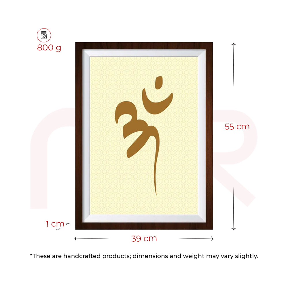 Framed Om symbol Vastu painting for positive energy, 55cm x 39cm, handcrafted with wooden frame