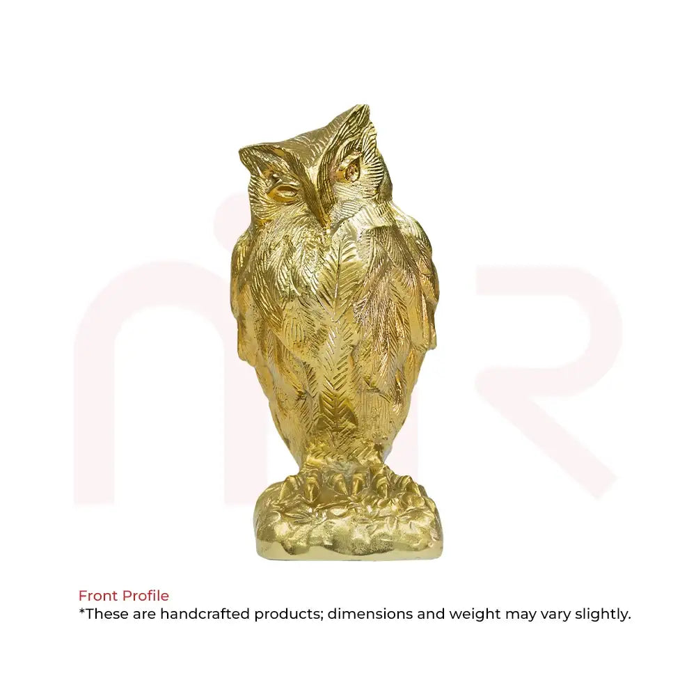Gold-plated owl idol by MahaVastu Remedies for smart money decisions.