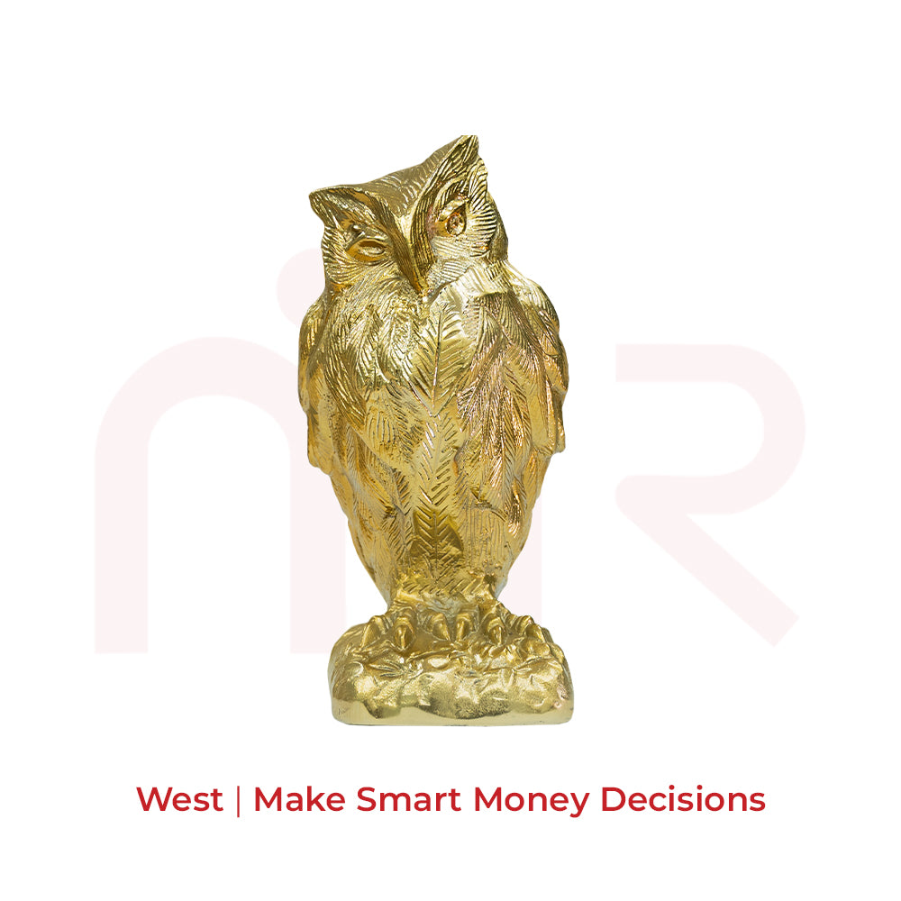 Golden owl figurine for smart money decisions by MahaVastu Remedies