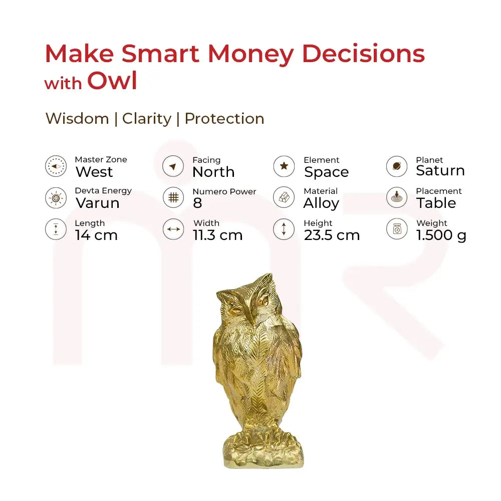 Golden Owl Vastu remedy idol for smart money decisions by MahaVastu Remedies