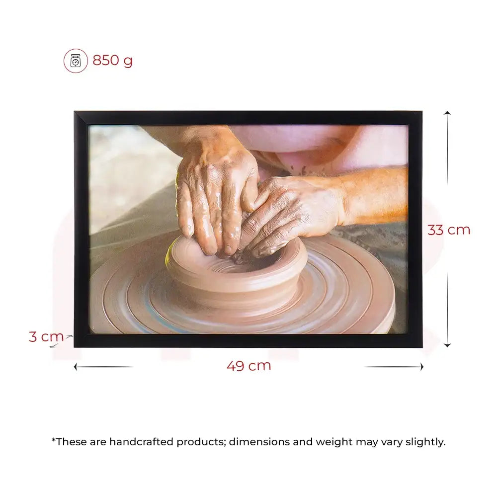 Handcrafted Vastu painting of potter shaping clay on wheel, 49x33cm, for home harmony and prosperity