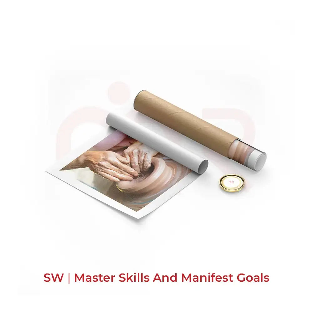Vastu painting for South-West zone: Manifest through Skills with hands shaping clay, rolled art print & seal