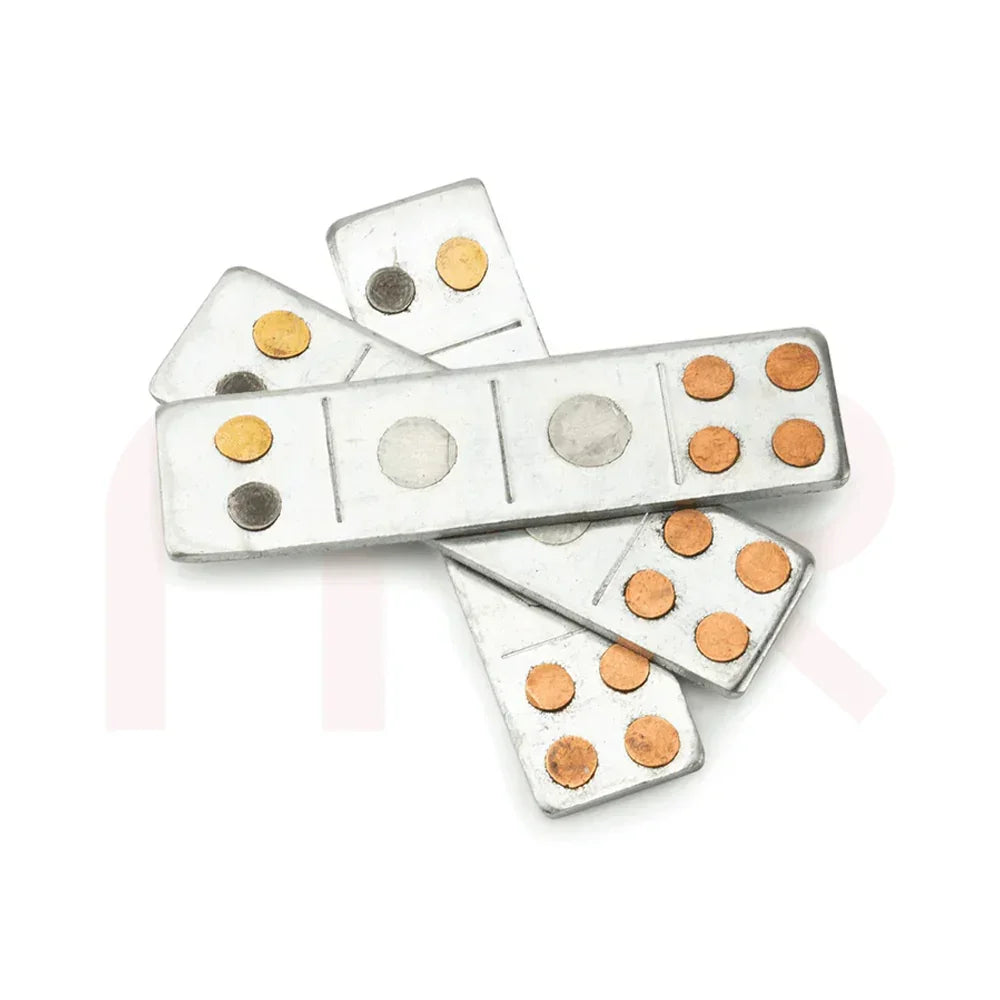 Set of Maha Vastu metal strips with copper and brass dots for Vastu Shastra remedies
