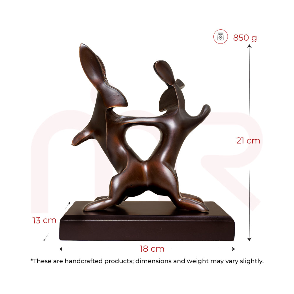 Handcrafted brown rabbit figurine on a base, Vastu remedy decor, 21x18x13 cm, 850g
