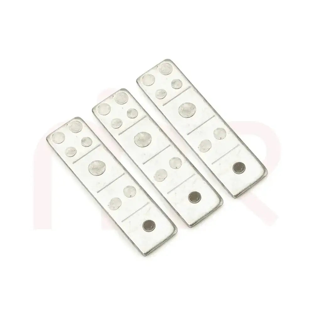 Three silver metal strips for Vastu Shastra remedies and space balancing.