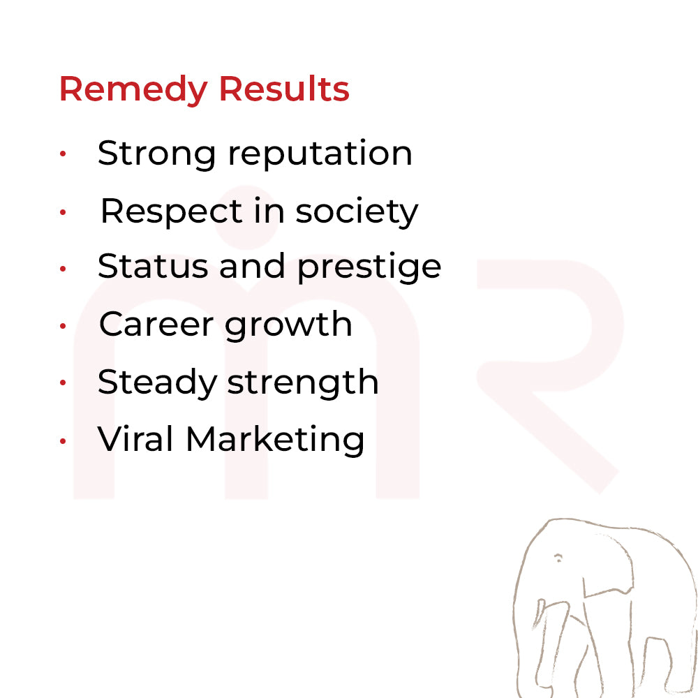 Red wooden elephant figurine for Vastu, promotes fame and recognition, with product specs and benefits.