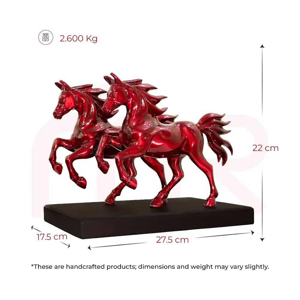 MahaVastu Remedies red running horses figurine for wealth and prosperity with dimensions