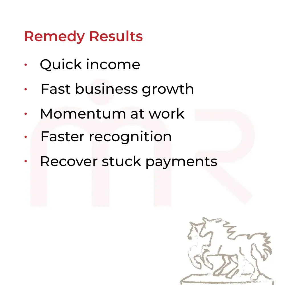 MahaVastu Remedies list of benefits for Red Horses including quick income and business growth.