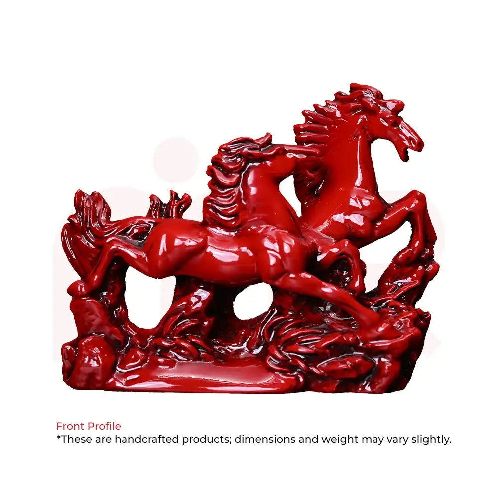 Red running horse Vastu remedy statue for prosperity and energy