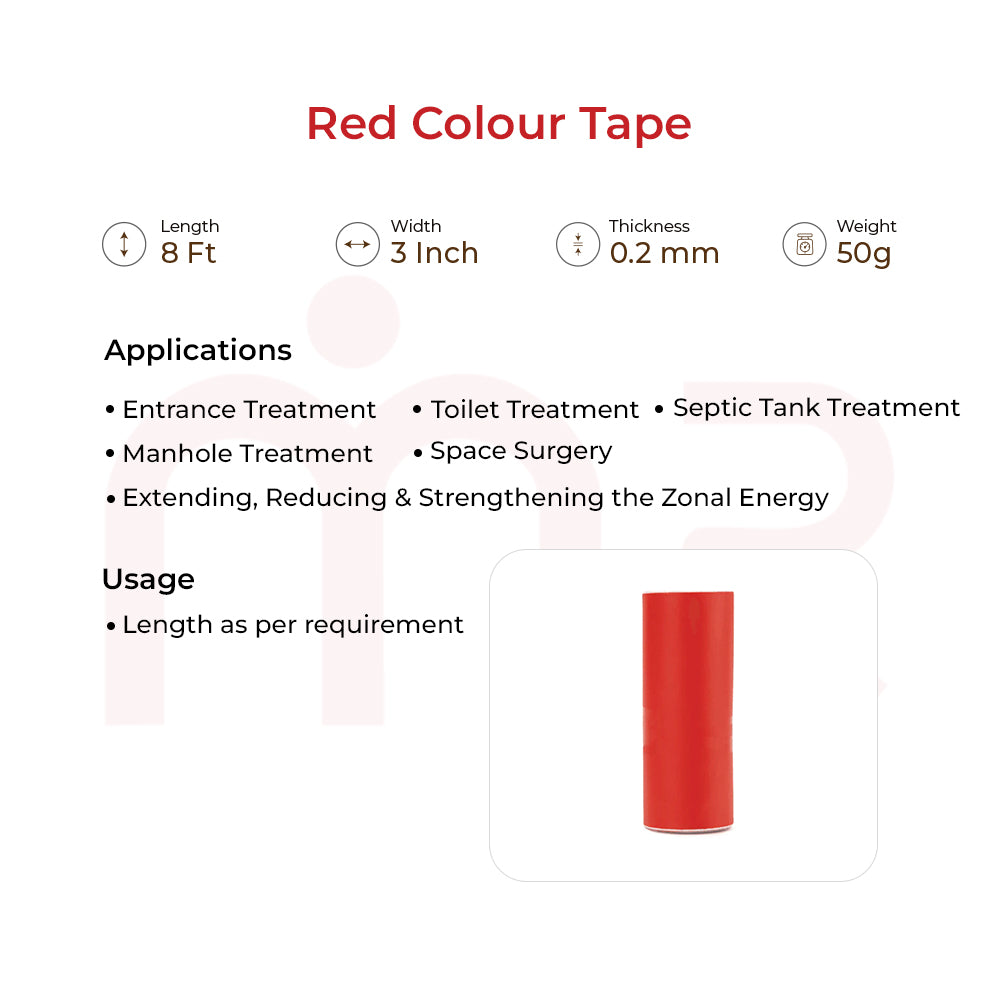 MahaVastu red strip tape with dimensions, usage, and applications for Vastu remedies