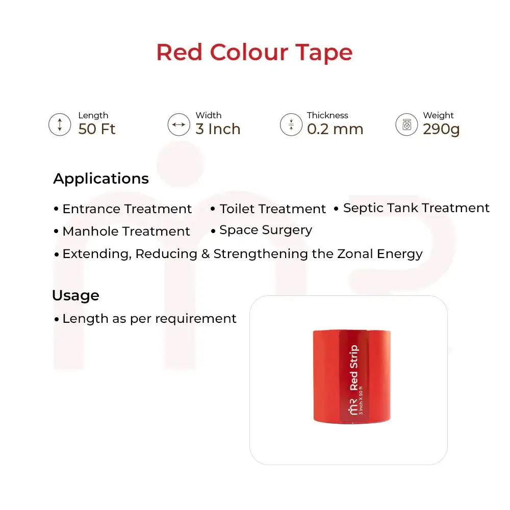 Red Vastu color tape for entrance, toilet & space energy balancing – 50 ft, 3 inch width