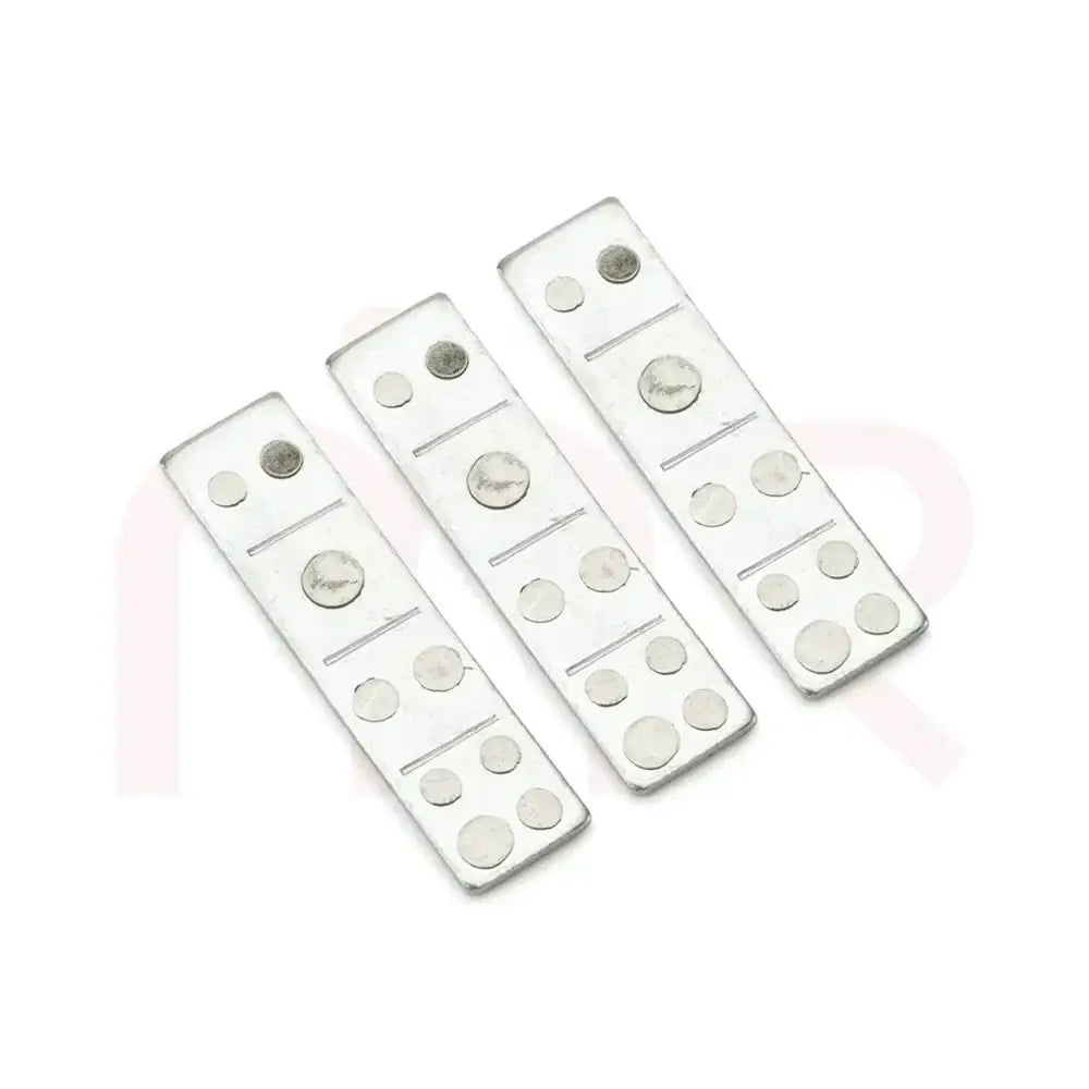 Three silver metal strips for Vastu Shastra remedies and space balancing