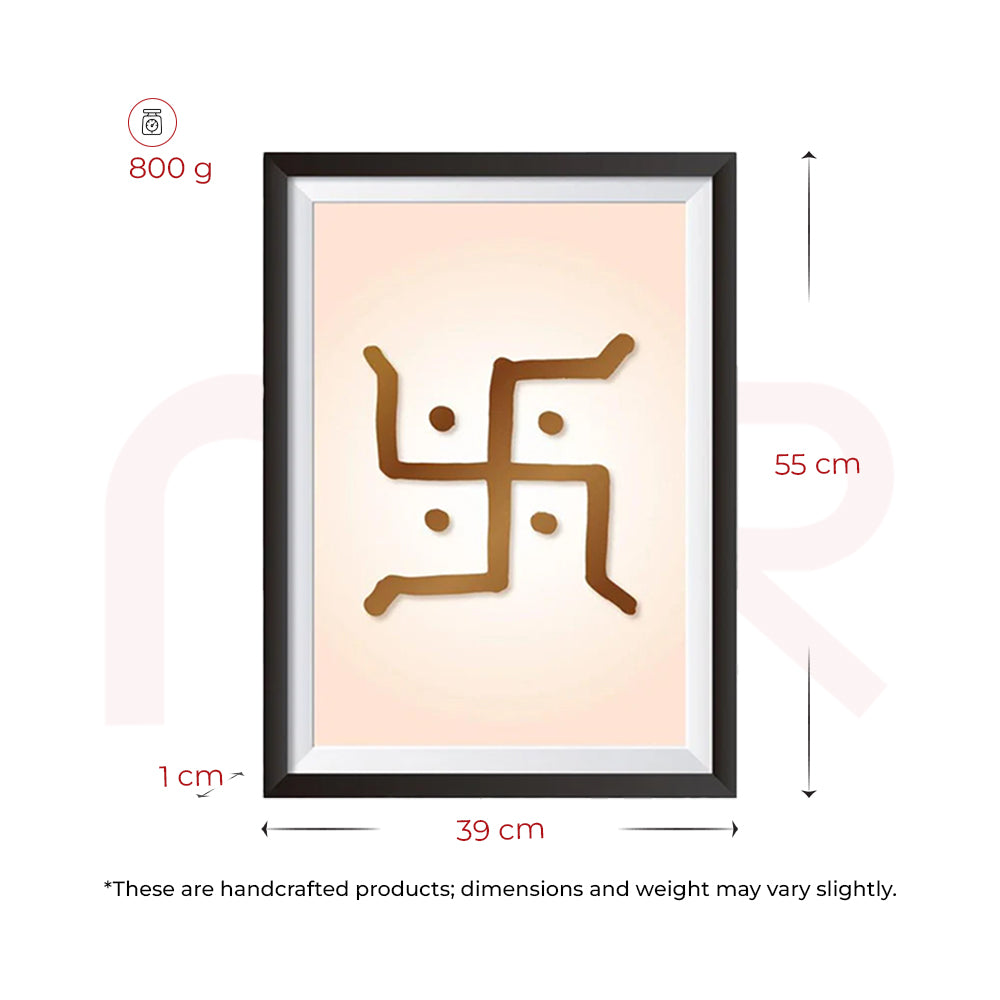 Framed Swastik symbol for Vastu Shastra, 55cm height, handcrafted Maha Vastu remedy for home positivity
